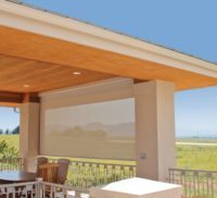 Oasis 2800 patio shade driven by Lutron