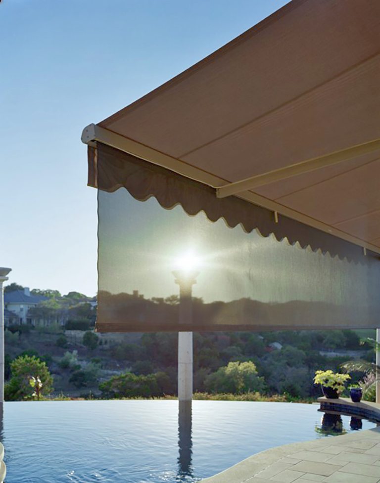 solar screen drop valance for awning