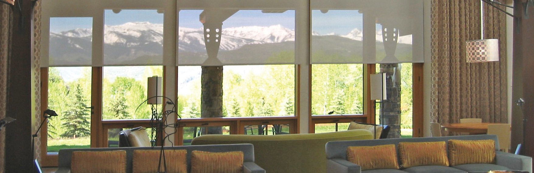 Insolroll Motorized Shades mountain view living room