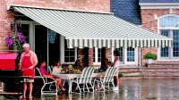 Patio awning with automatic wind sensor