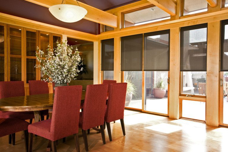 Insolroll solar screen shades dining room view