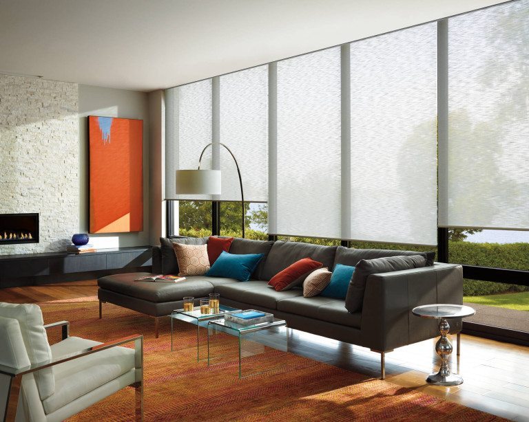 Woven Textures Roller Shades living room