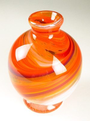 orange art glass vase