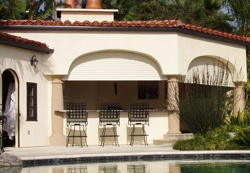 Bar enclosure with security shutters