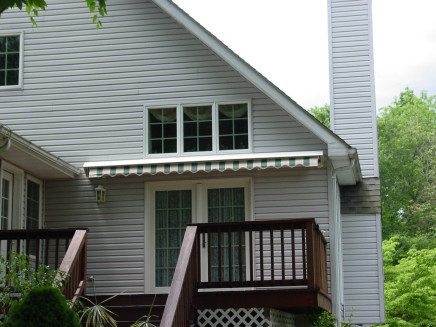 Retracted patio awning