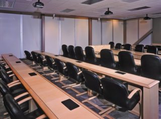 Large conference room with Insolroll blackout shades dual shades
