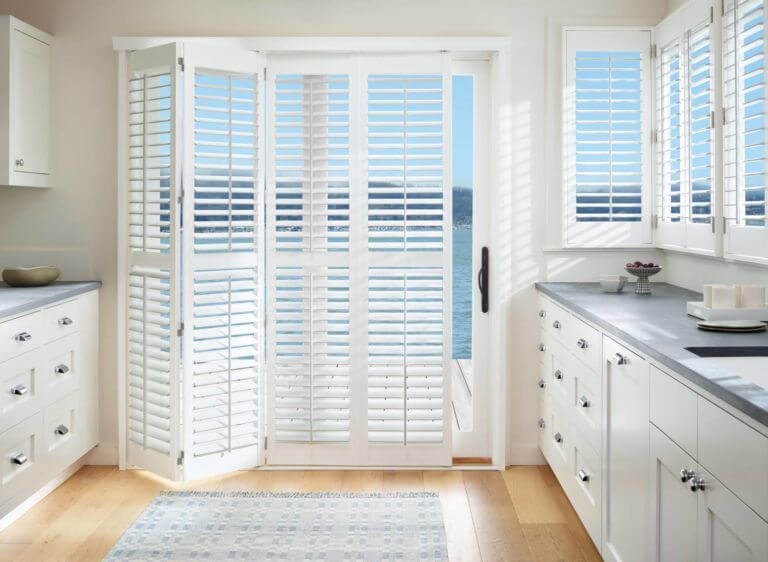 Palm Beach Polysatin Shutters kitchen door window