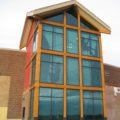 Erie Rec Center climbing wall printed shades