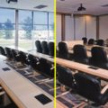 Dual conference room shades insolroll solar shades blackout shades
