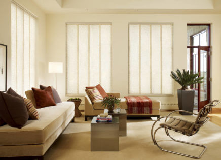 Skyline vertical window shades living room