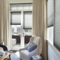 Duette honeycomb shades living room