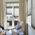 Duette honeycomb shades living room