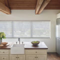 Silhouette sheer shades kitchen wood beam ceiling