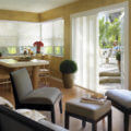 Skyline gliding window panels slider door transitional living room