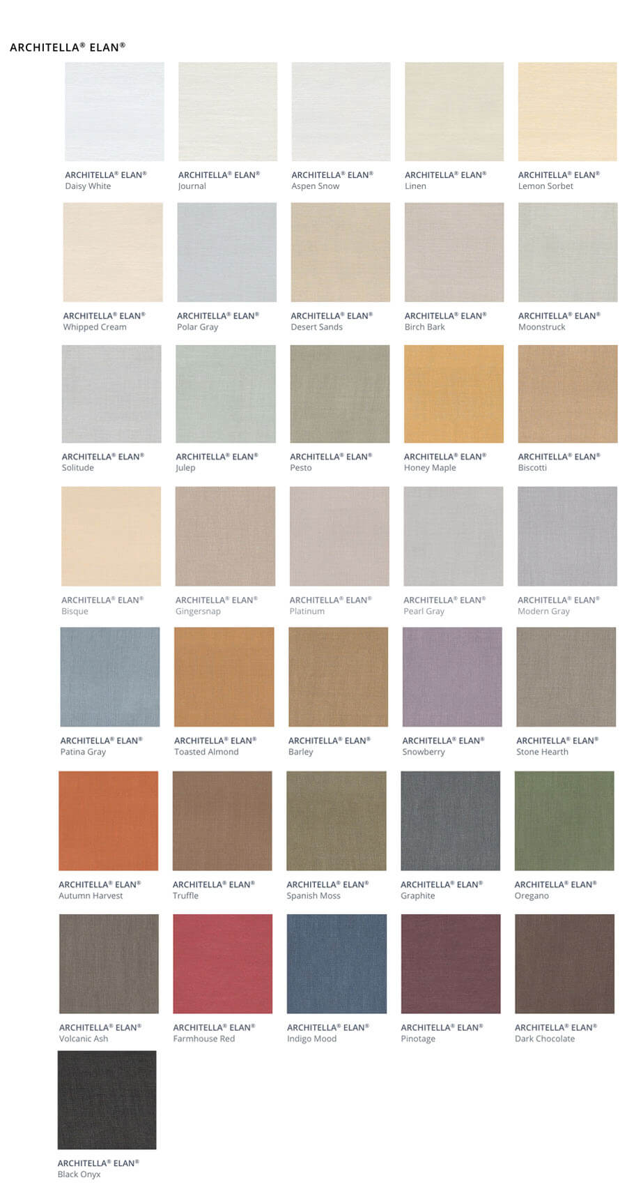 hunter douglas applause kinship color chart