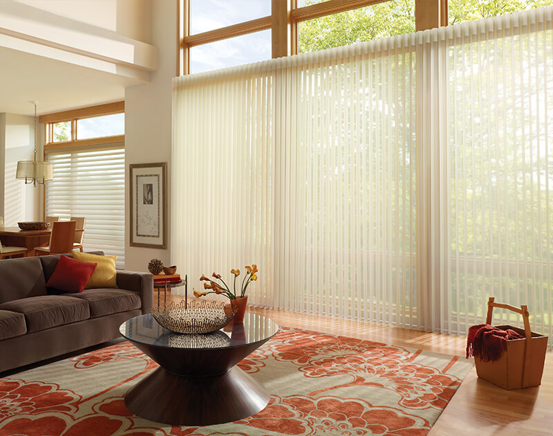 Luminette sheers warm living room red accents