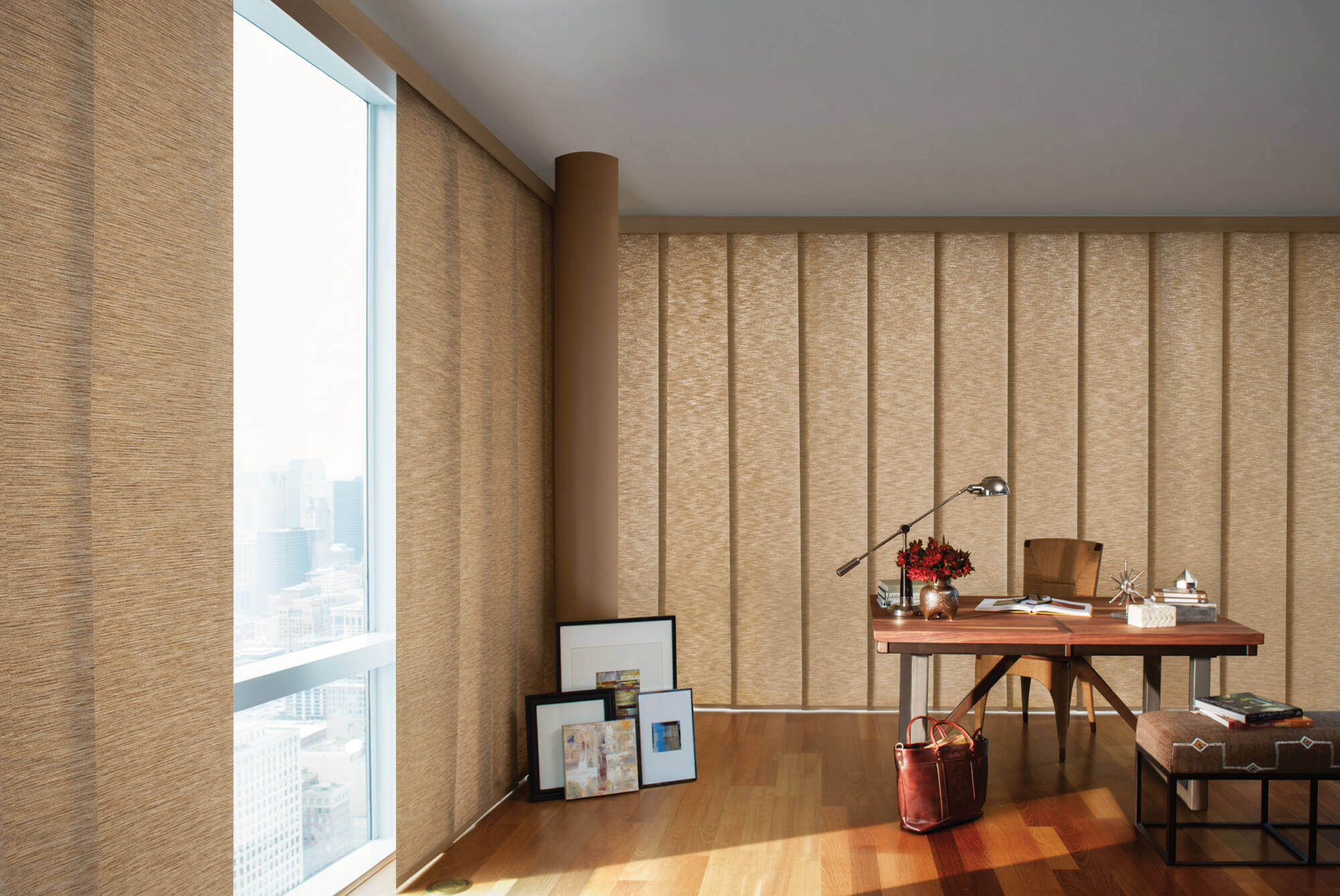 hunter douglas skyline panels in home office