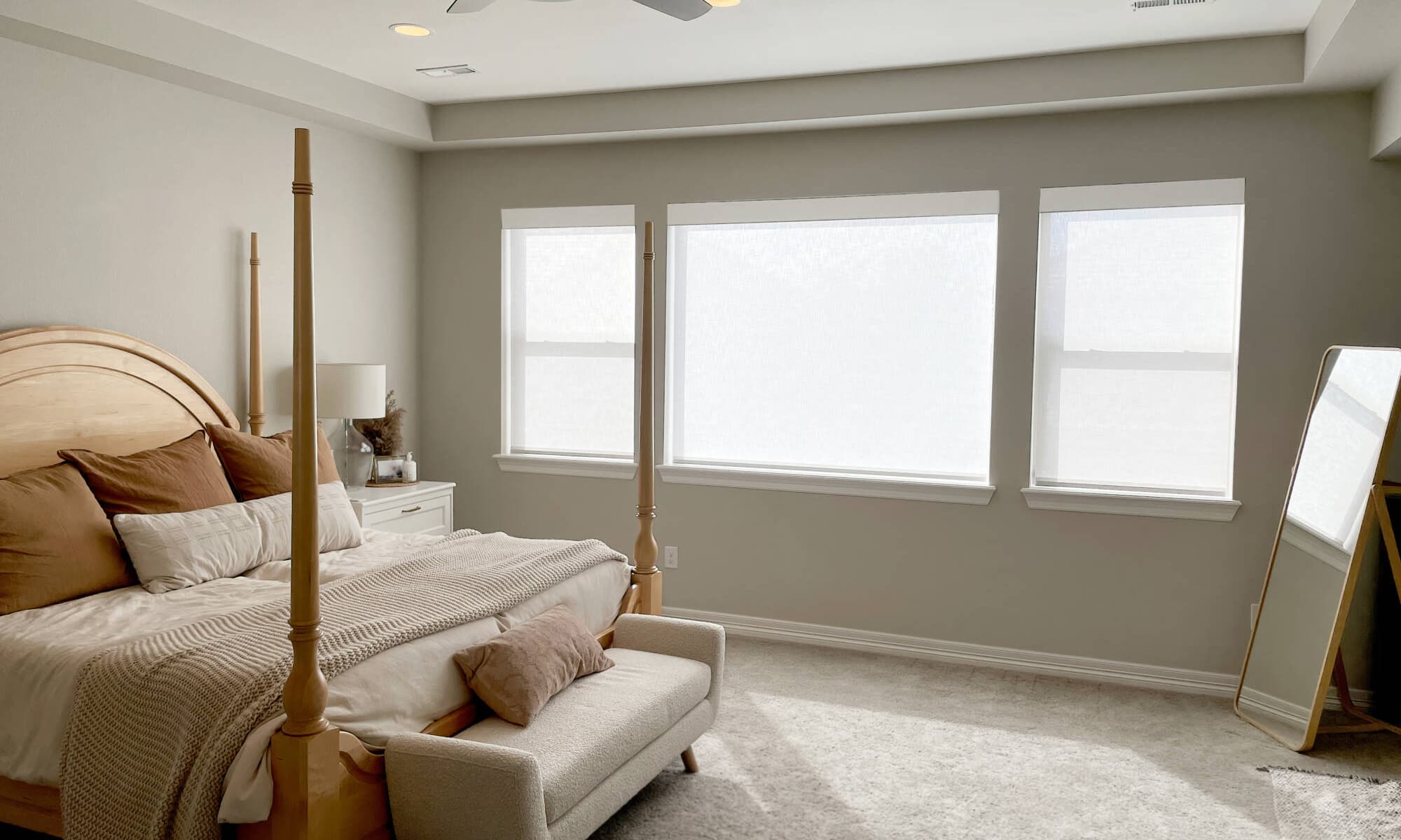 insolroll decorative light-filtering shades in master bedroom