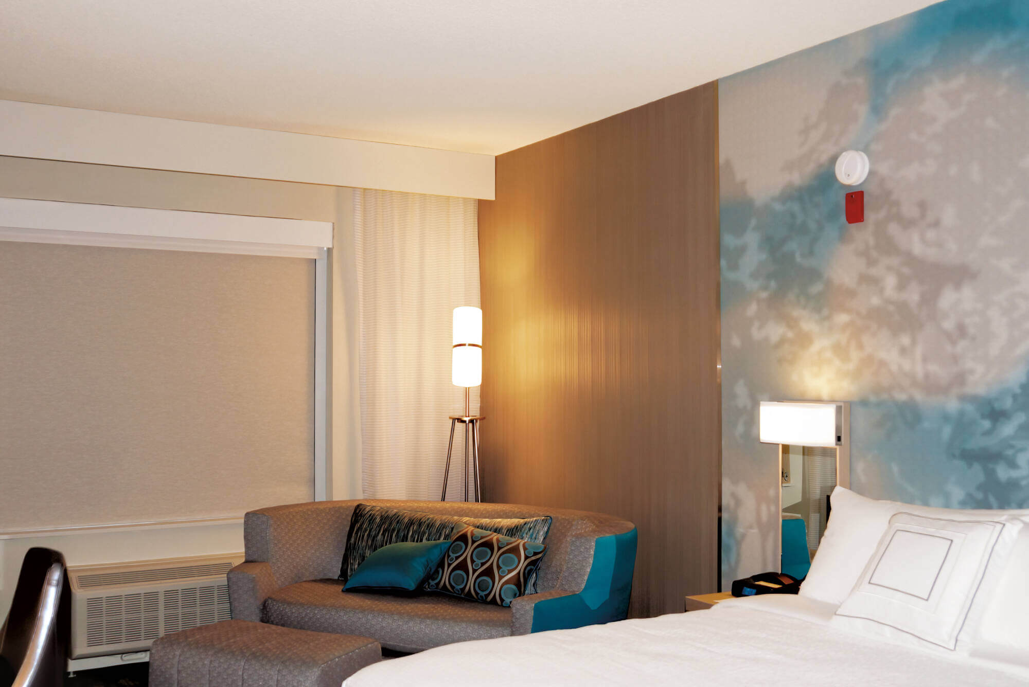 Insolroll Blackout Shades with side tracks in hotel guest room
