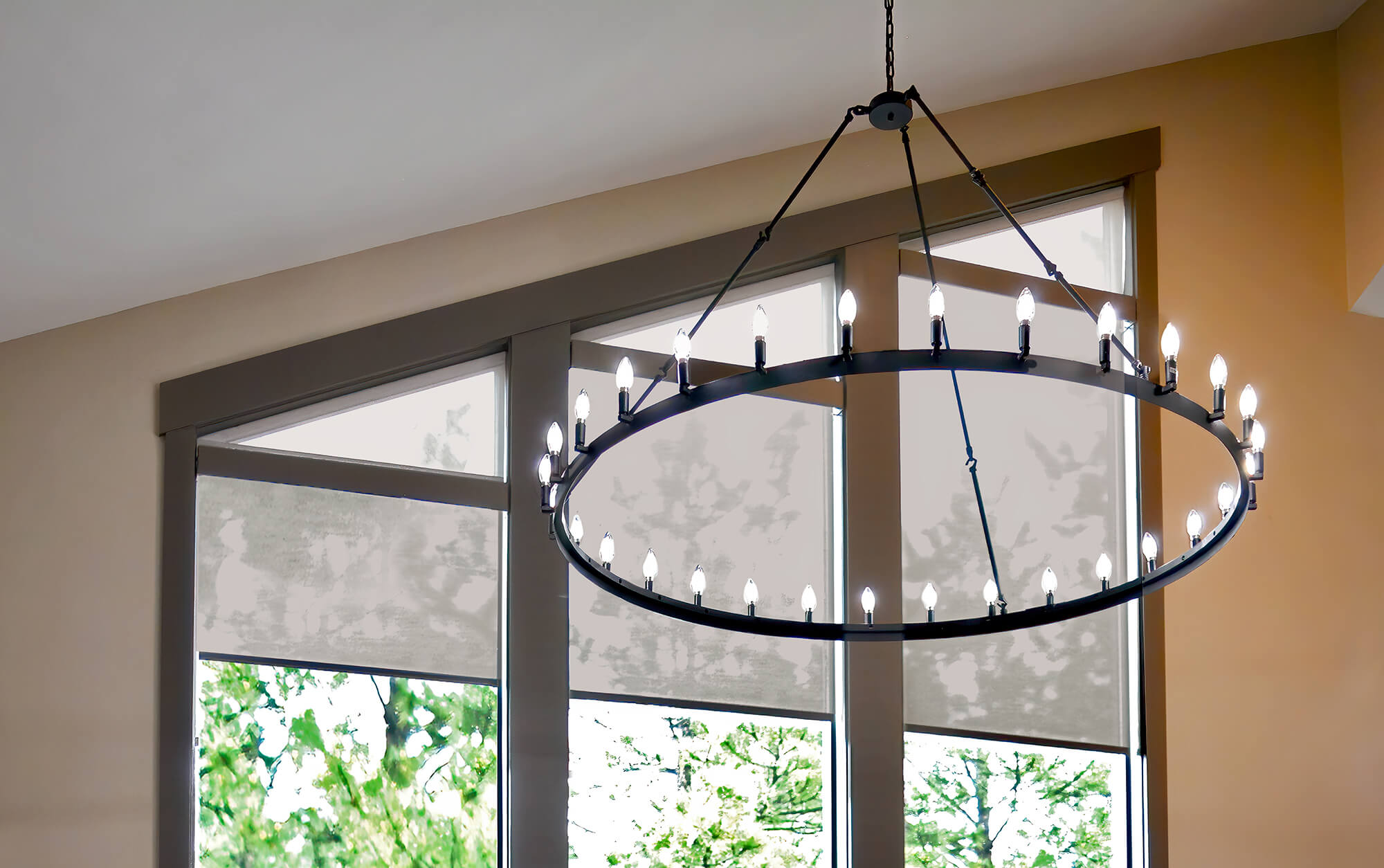 Insolroll fixed angle top shades living room