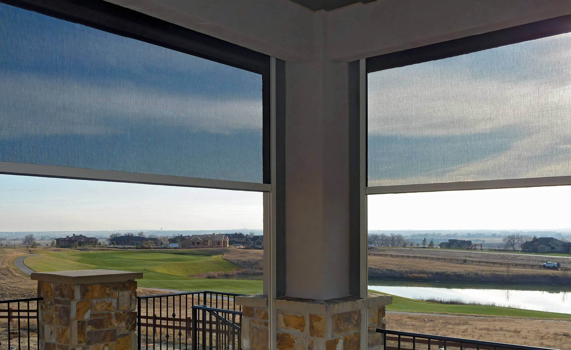 Northern Colorado patio on golf course with lake keep bugs out and stop golf balls