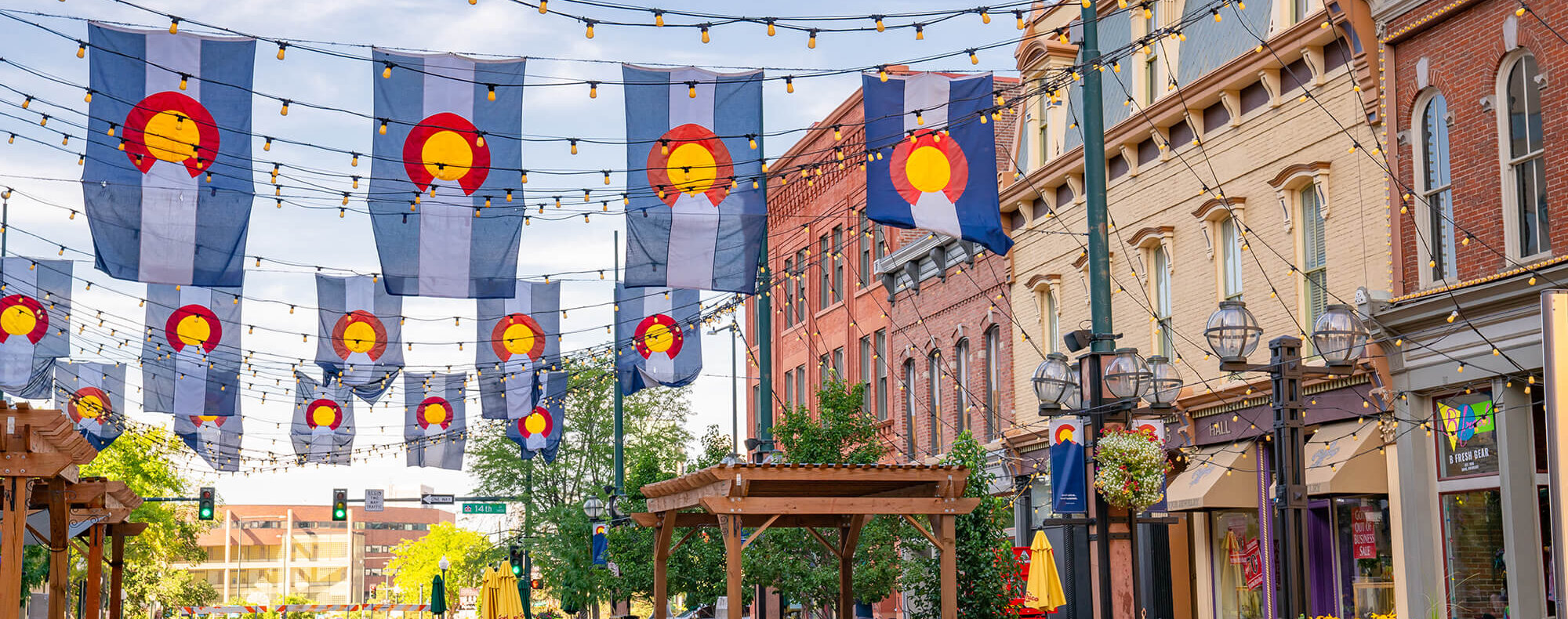 Larimer Square Denver Colorado Flags