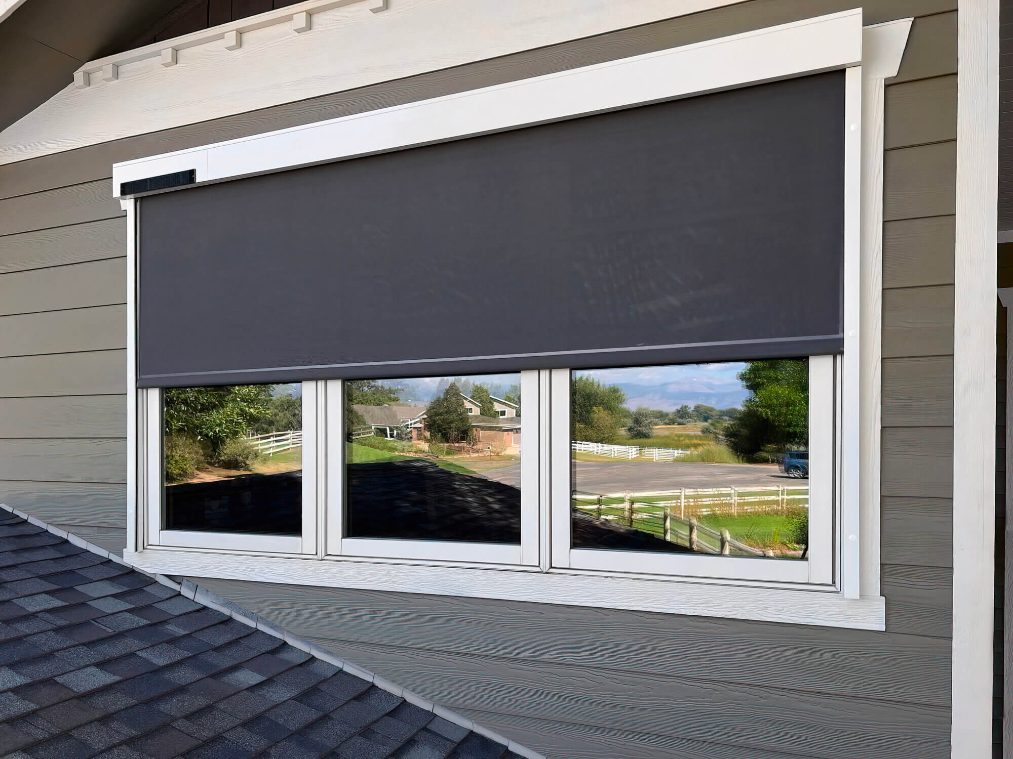 Oasis Solar-Powered exterior window shade