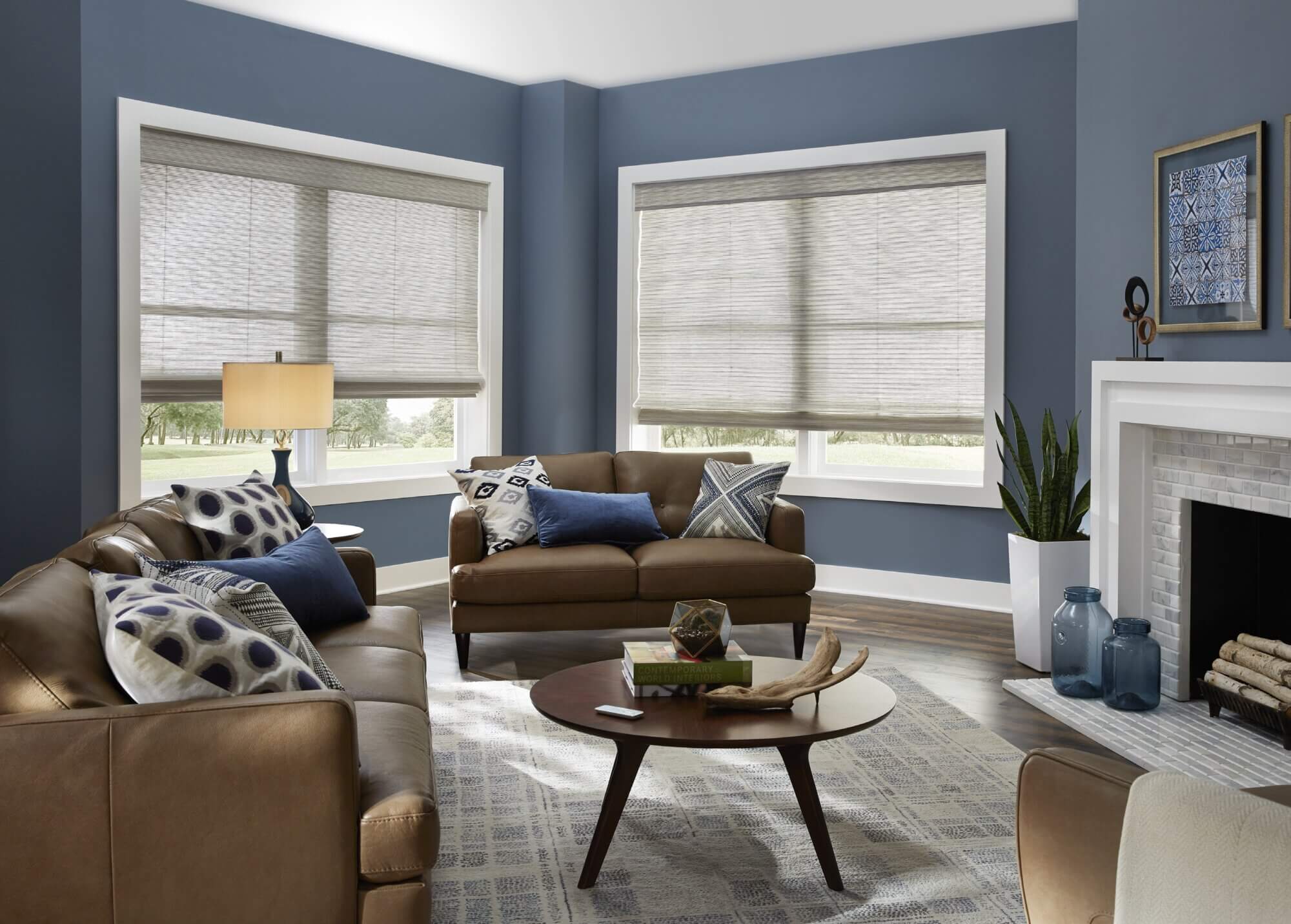 Hunter Douglas vignette roman shades with powerview