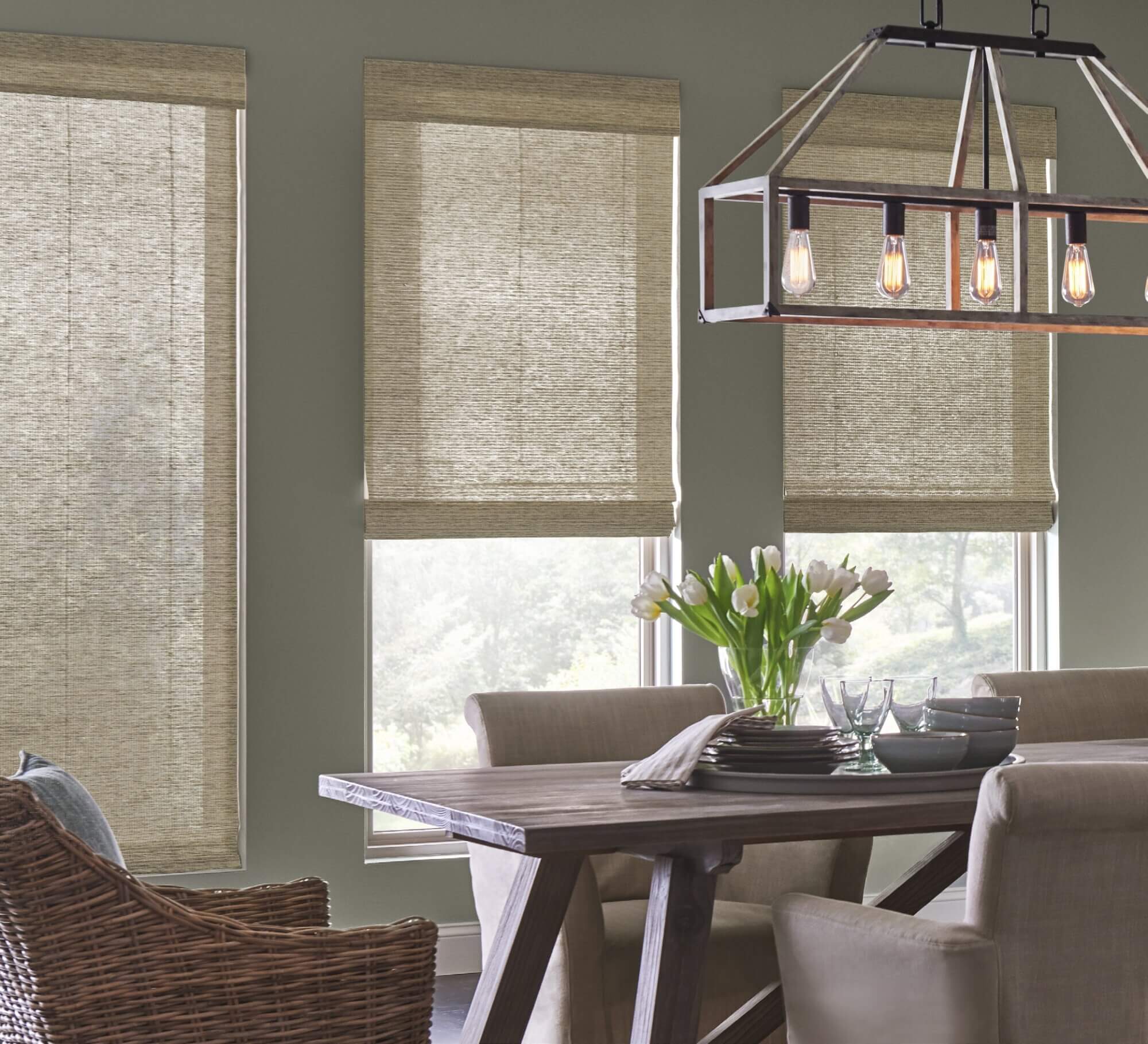 Alta TriLight honeycomb shades with Hybrid 2" cells and pleated sheer